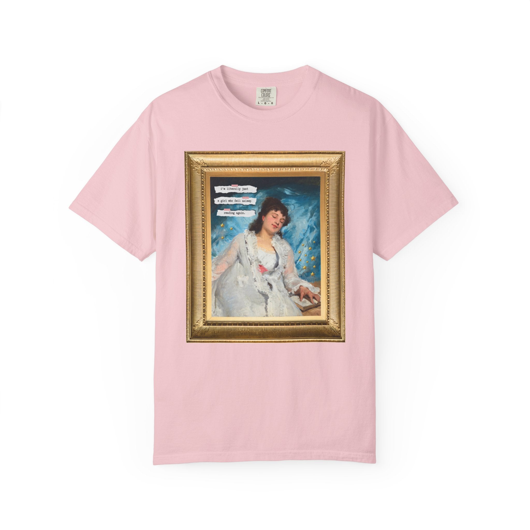 Funny Book Lover Art History Tee Shirt: Literally Just a Girl Who Fell Asleep Reading Again, Funny Saying Bookish Tee Shirt, Romance Reader - Opal and June