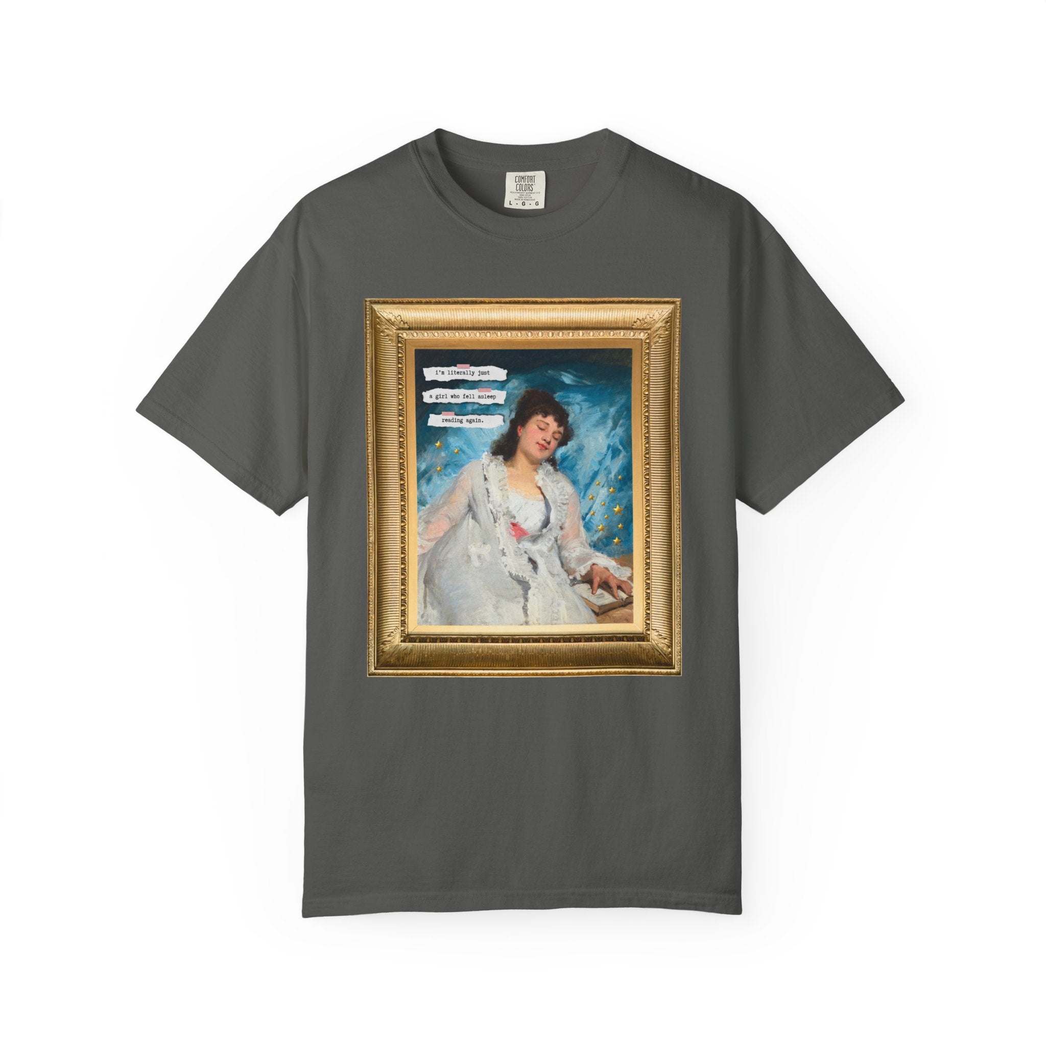 Funny Book Lover Art History Tee Shirt: Literally Just a Girl Who Fell Asleep Reading Again, Funny Saying Bookish Tee Shirt, Romance Reader - Opal and June