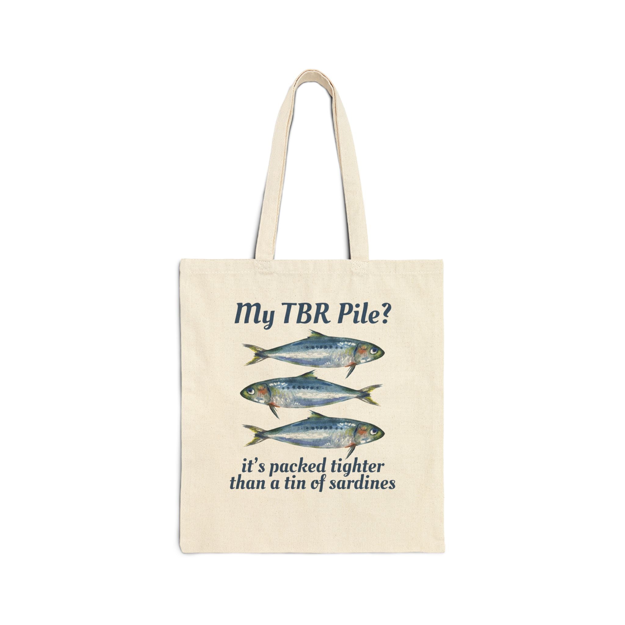 Funny Book Lover Gift Idea for Reader Who Loves Sardines or Fishing, Cute Reading or High School English Teacher, Literature Professor Tote - Opal and June