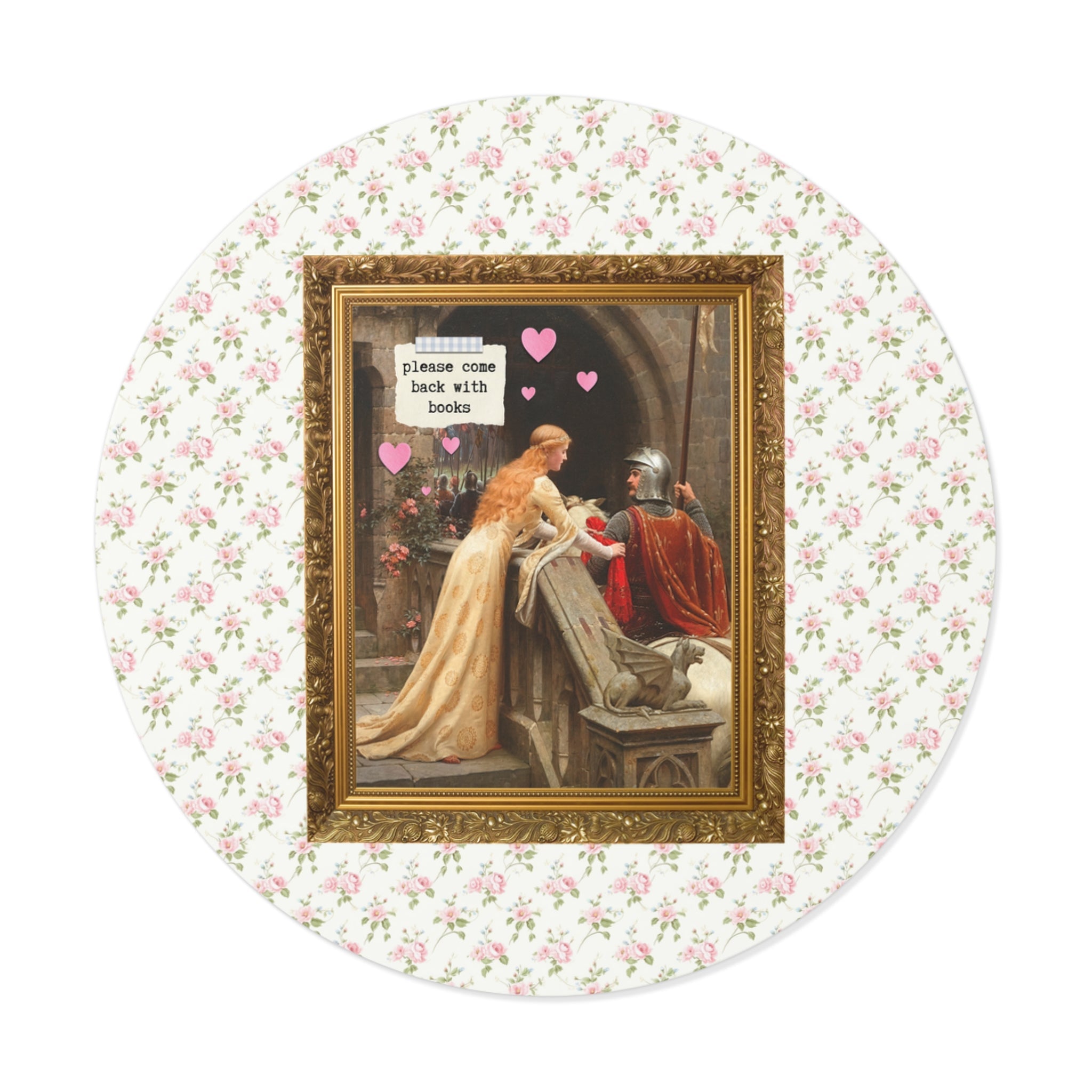 Funny Book Lover Sticker: Please Come Back with Books, Romance Reader Bookworm Sticker, God Speed by Edmund Leighton, Floral Cottagecore - Opal and June