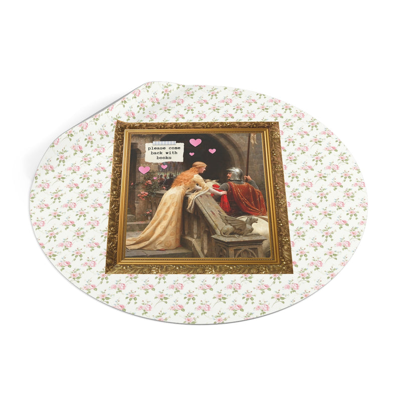 Funny Book Lover Sticker: Please Come Back with Books, Romance Reader Bookworm Sticker, God Speed by Edmund Leighton, Floral Cottagecore - Opal and June