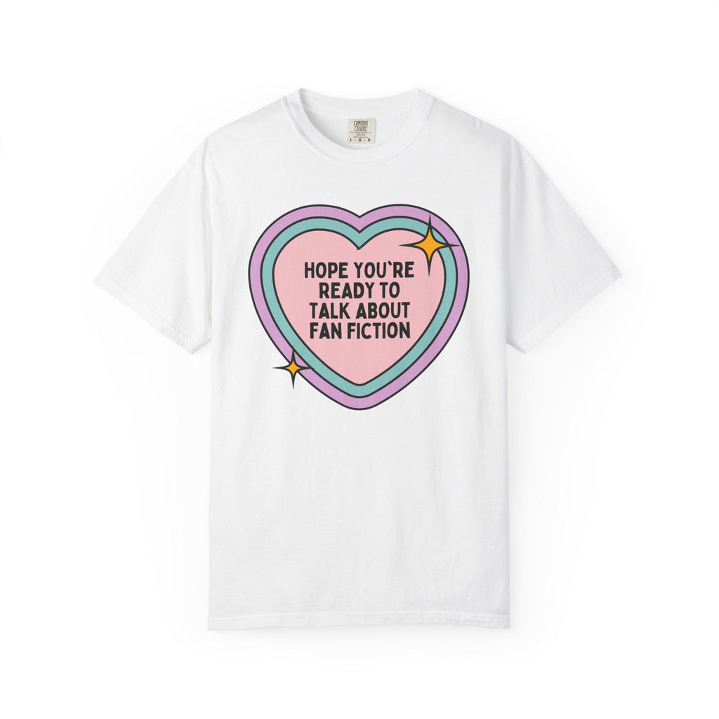 Funny Book Lover Tee Shirt for Romance Reader who Reads or Writes Fan Fiction, Silly 90s Vibe, Colorful Maximalist Reading Tee for Bookworm - Opal and June