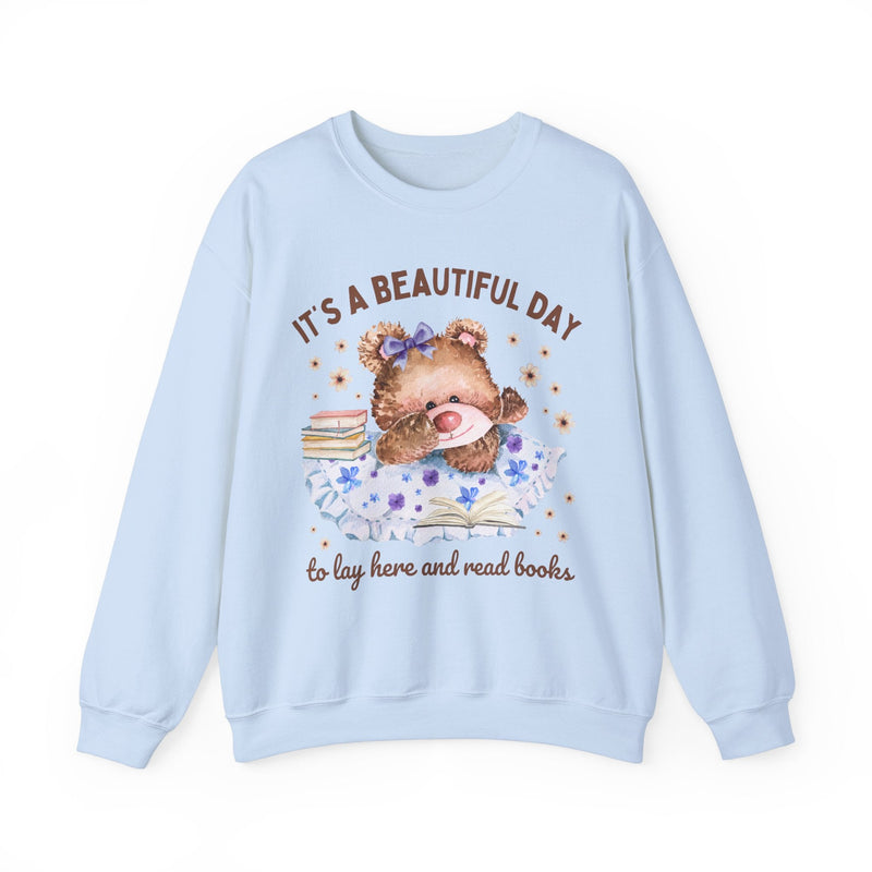 Funny Bookish Sweatshirt with Cottagecore Bear - Opal and June