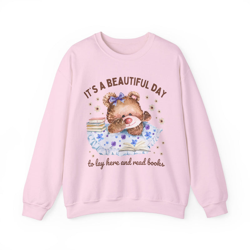 Funny Bookish Sweatshirt with Cottagecore Bear - Opal and June