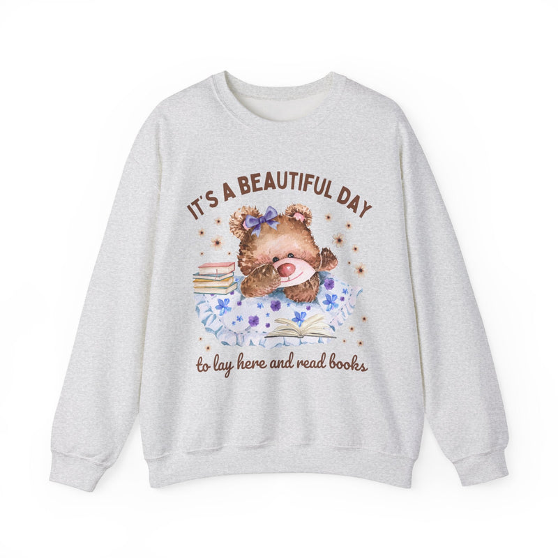 Funny Bookish Sweatshirt with Cottagecore Bear - Opal and June
