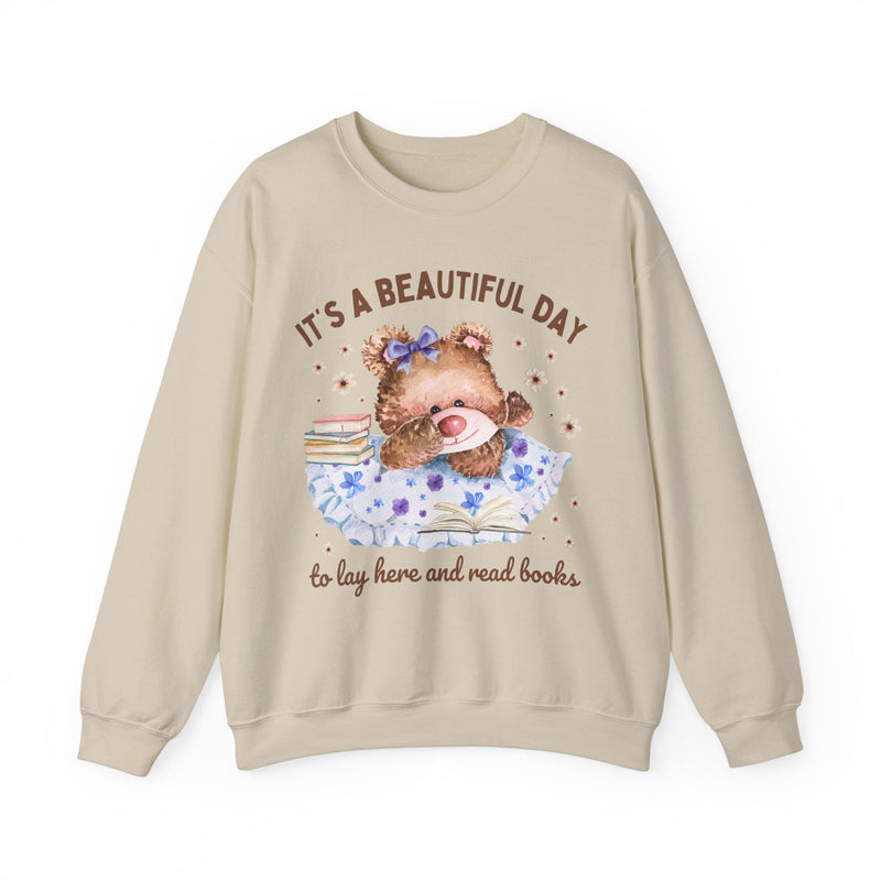Funny Bookish Sweatshirt with Cottagecore Bear - Opal and June