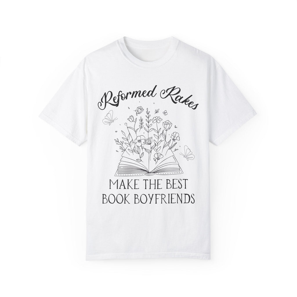 Funny Bookish Tee Shirt for Historical Romance Reader: Reformed Rakes Make the Best Book Boyfriends | Cute Floral Tee for Romance Writer - Opal and June