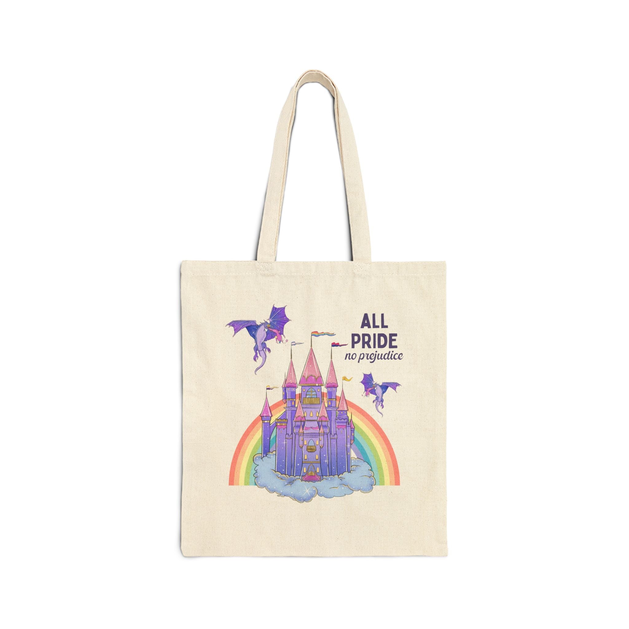 Funny Bookish Tote Bag with Castle: All Pride No Prejudice - Opal and June