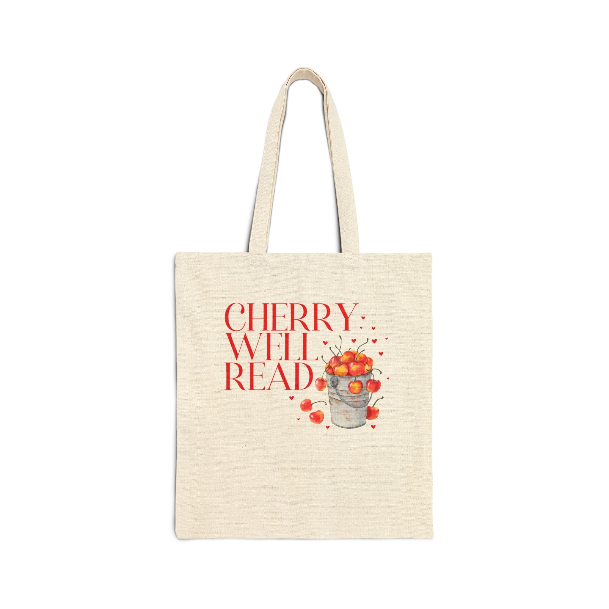 Funny Bookworm Tote Bag for Romance Reader Who Loves Cherries, Cute Fruit Lover Librarian Tote Bag for Friend Who Loves Mystery Novels - Opal and June