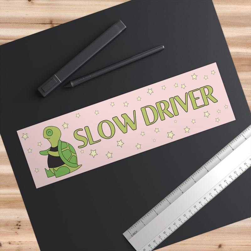 Funny Bumper Sticker for Anxious Driver: Slow Driver (Turtle) - Opal and June