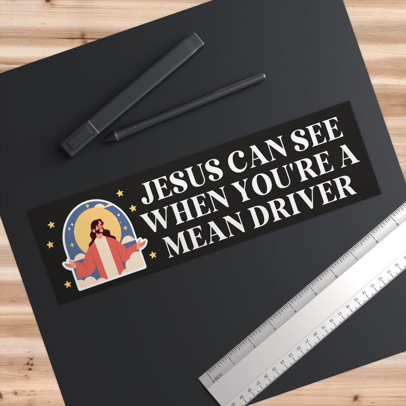 Funny Bumper Sticker: Jesus Can See When Youre a Mean Driver | Anxious Driver Bumper Sticker with Stars, Be A Nice Driver Sticker for Gen Z - Opal and June