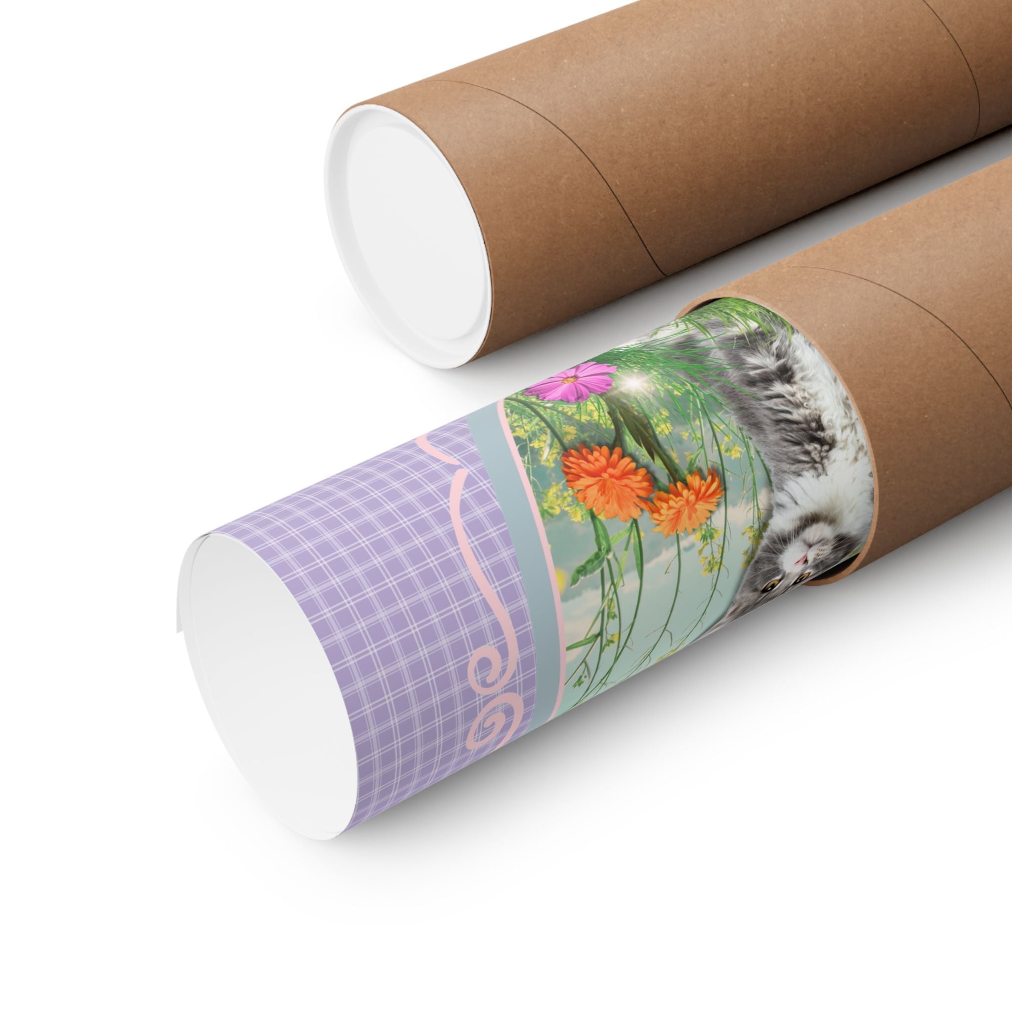 Funny Cat Lover Poster Print for Cat Mom or Cat Dad, Kitten Reaching for Goldfish Floating in Sky, Silly Weirdcore Dreamcore 90s Aesthetic - Opal and June