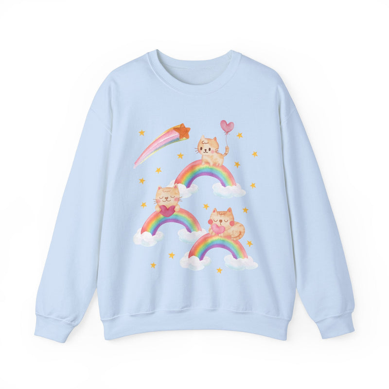 Funny Cat Sweatshirt with Rainbows: Kitschy and Unique Valentines Cat Womens Sweatshirt, Dreamy Nineties Aesthetic Sweatshirt Gift for Her - Opal and June