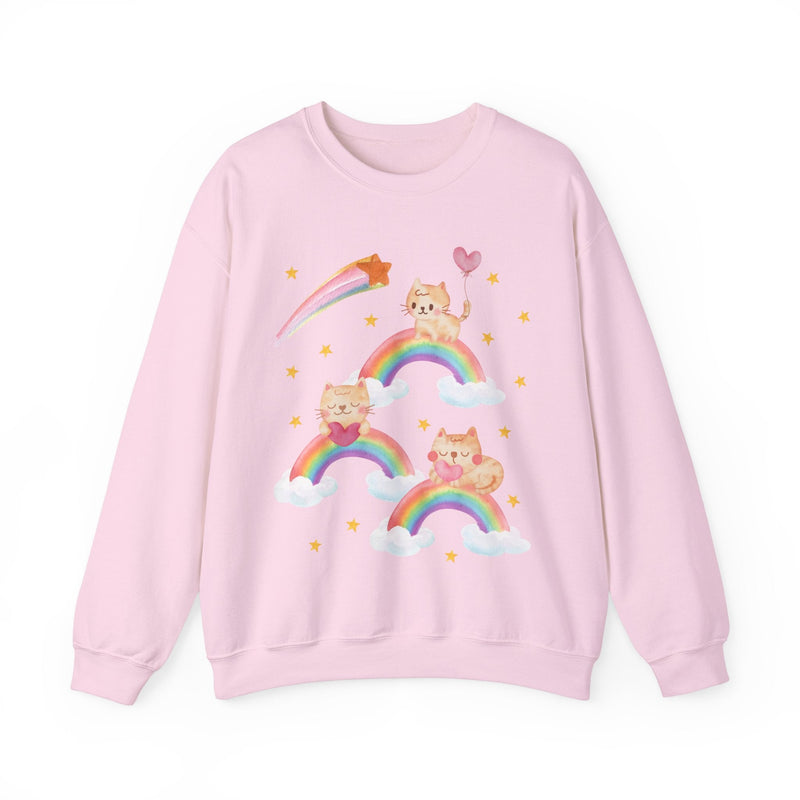 Funny Cat Sweatshirt with Rainbows: Kitschy and Unique Valentines Cat Womens Sweatshirt, Dreamy Nineties Aesthetic Sweatshirt Gift for Her - Opal and June