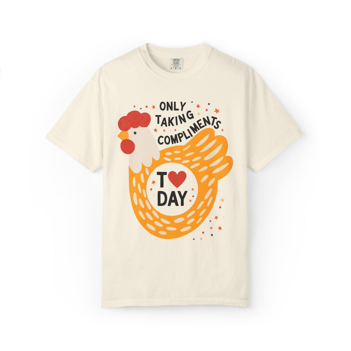 Funny Chicken Lover Tee Shirt: Only Taking Compliments Today, Silly Nostalgic Animal Lover T-Shirt with Stars, Silly Cutecore Tee Shirt - Opal and June