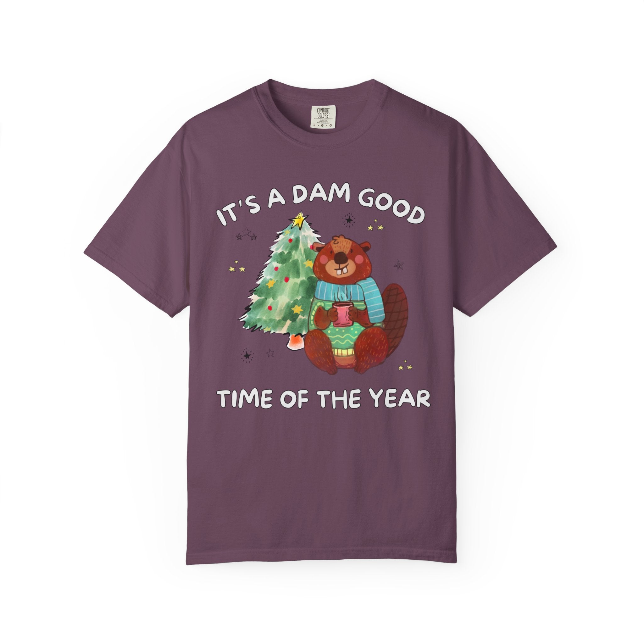 Funny Christmas Shirt for Holiday Party, Silly Beaver T-Shirt with Stars for Animal Lover, Boho 90s Aesthetic Tee, Matching Holiday Shirt - Opal and June