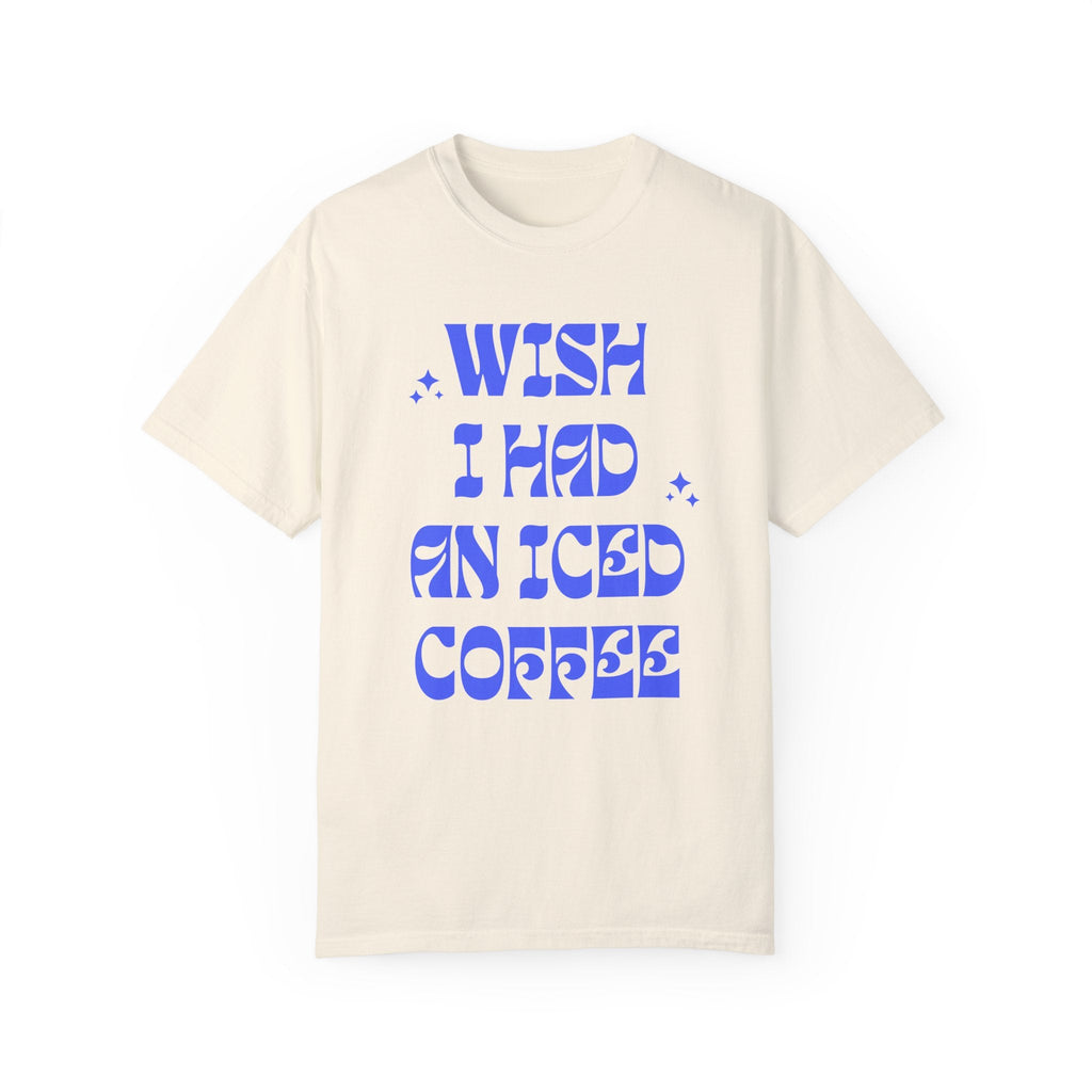 Funny Coffee Lover Shirt with Cute Retro Stars: Wish I Had An Iced Coffee | Present for Coffee Addict, Boho Iced Coffee Lover Gift for Her - Opal and June