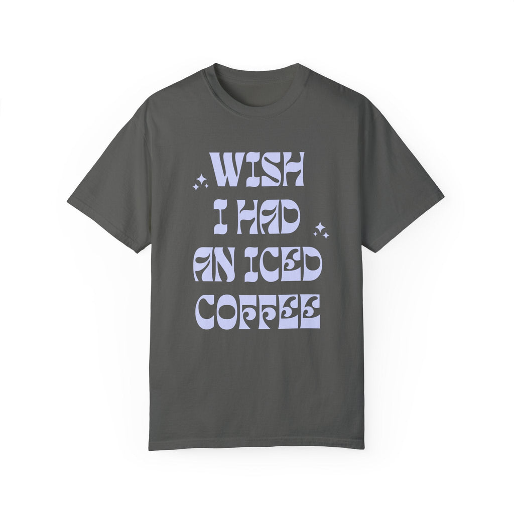 Funny Coffee Lover Shirt with Cute Retro Stars: Wish I Had An Iced Coffee | Present for Coffee Addict, Boho Iced Coffee Lover Gift for Her - Opal and June