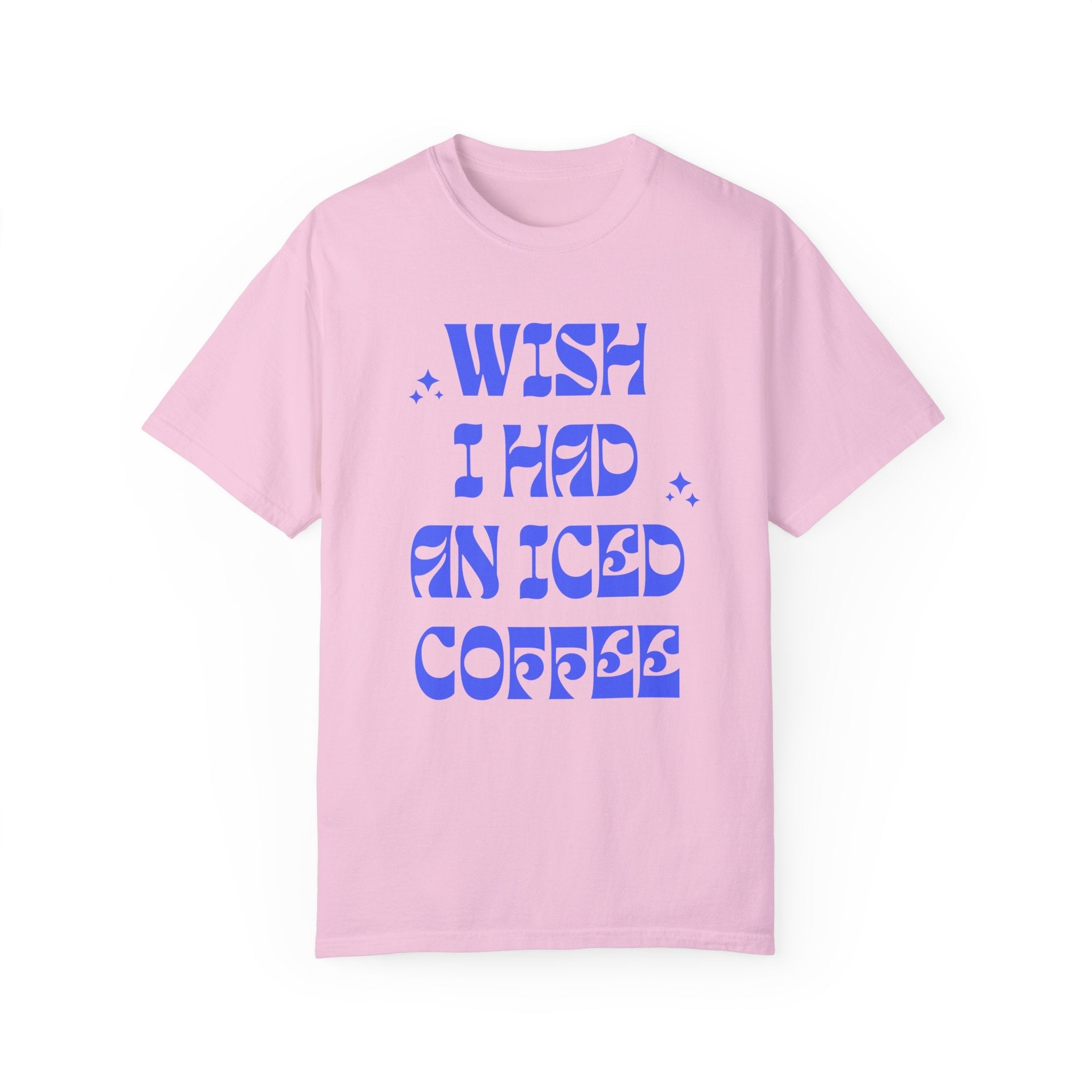Funny Coffee Lover Shirt with Cute Retro Stars: Wish I Had An Iced Coffee | Present for Coffee Addict, Boho Iced Coffee Lover Gift for Her - Opal and June