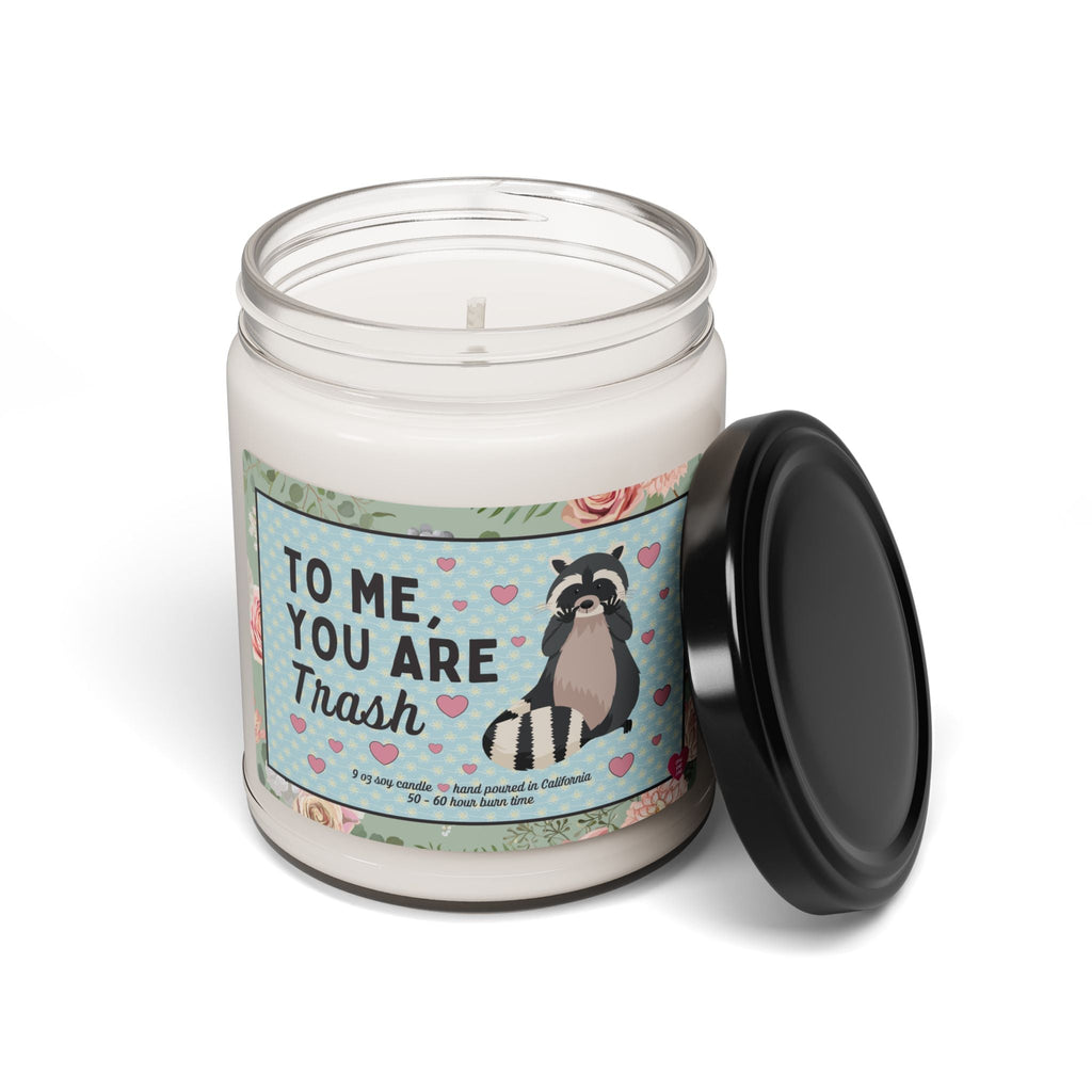 Funny Cottagecore Candle for Partner Who Loves Raccoons: To Me You Are Trash | Silly and Charmingly Chaotic 9 Oz Soy Candle for Girlfriend - Opal and June