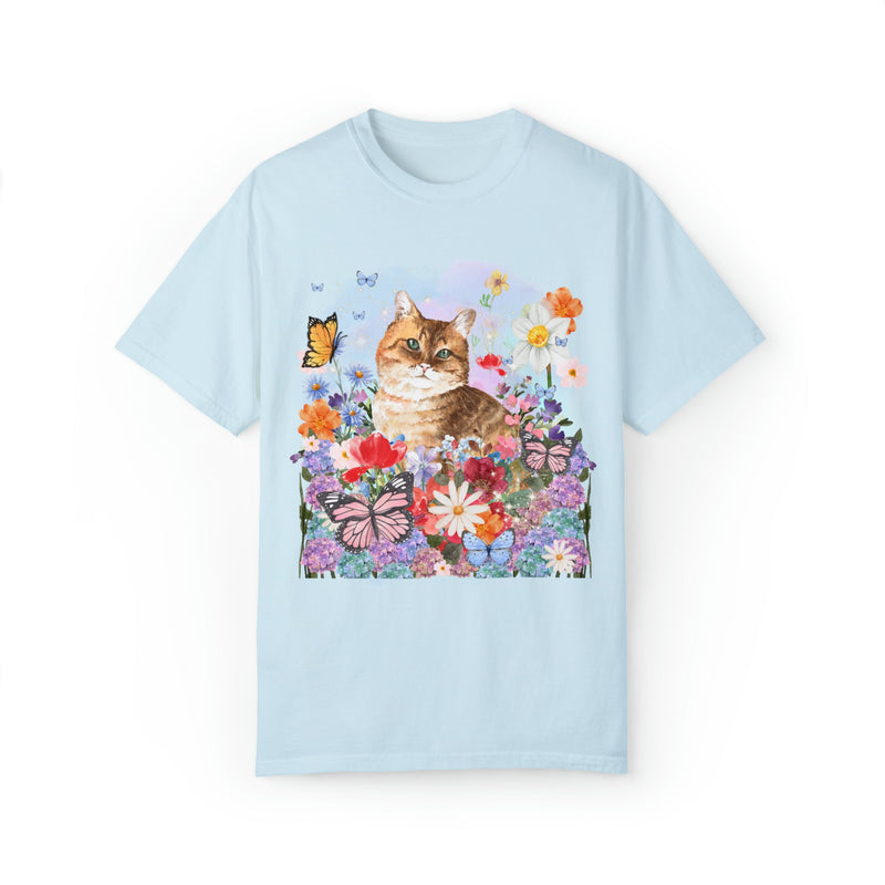 Funny Cottagecore Cat Shirt for Cat Mom or Cat Lover: Watercolor Cat with Butterflies - Opal and June