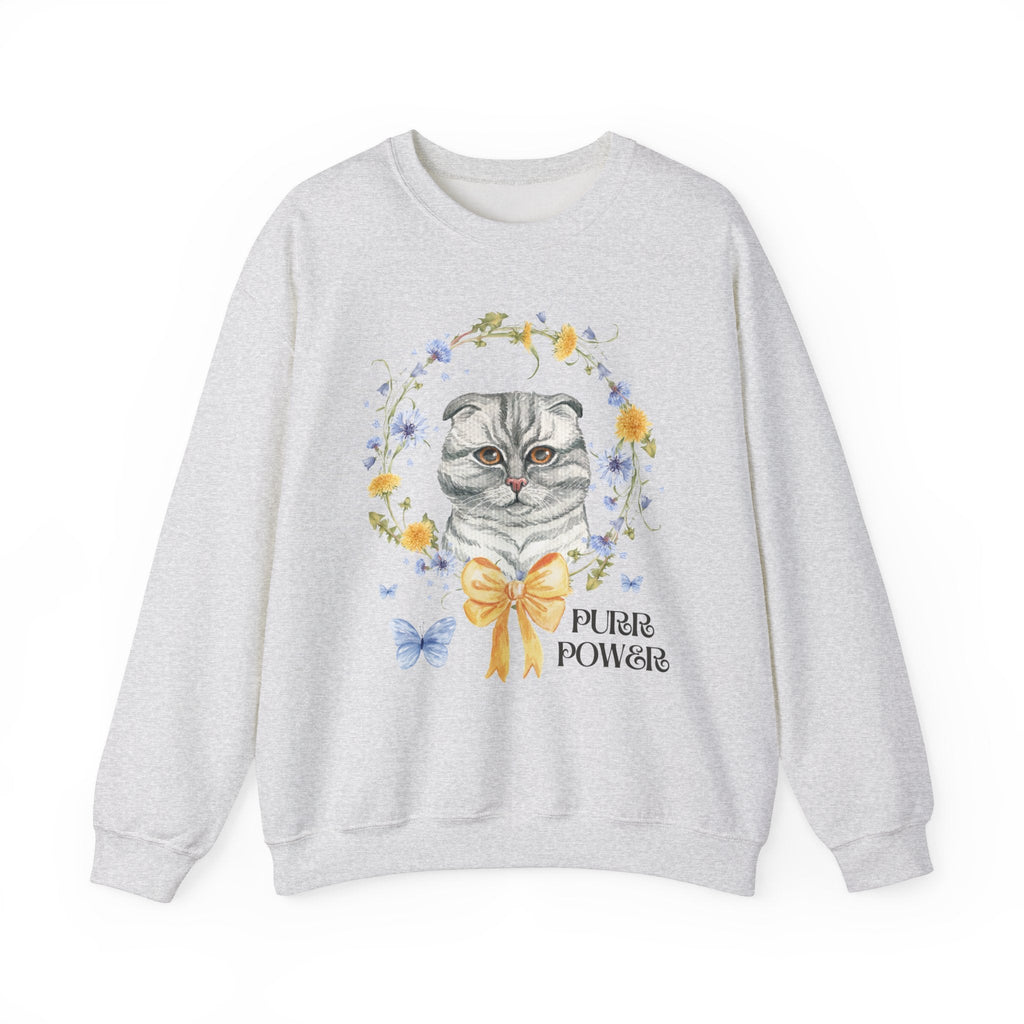 Funny Cottagecore Cat Sweatshirt, Cat Mom, Funny Watercolor Cat, Floral Dandelion Wreath, Colorful Kitschy 90s Throwback Gift, Cat Parent - Opal and June