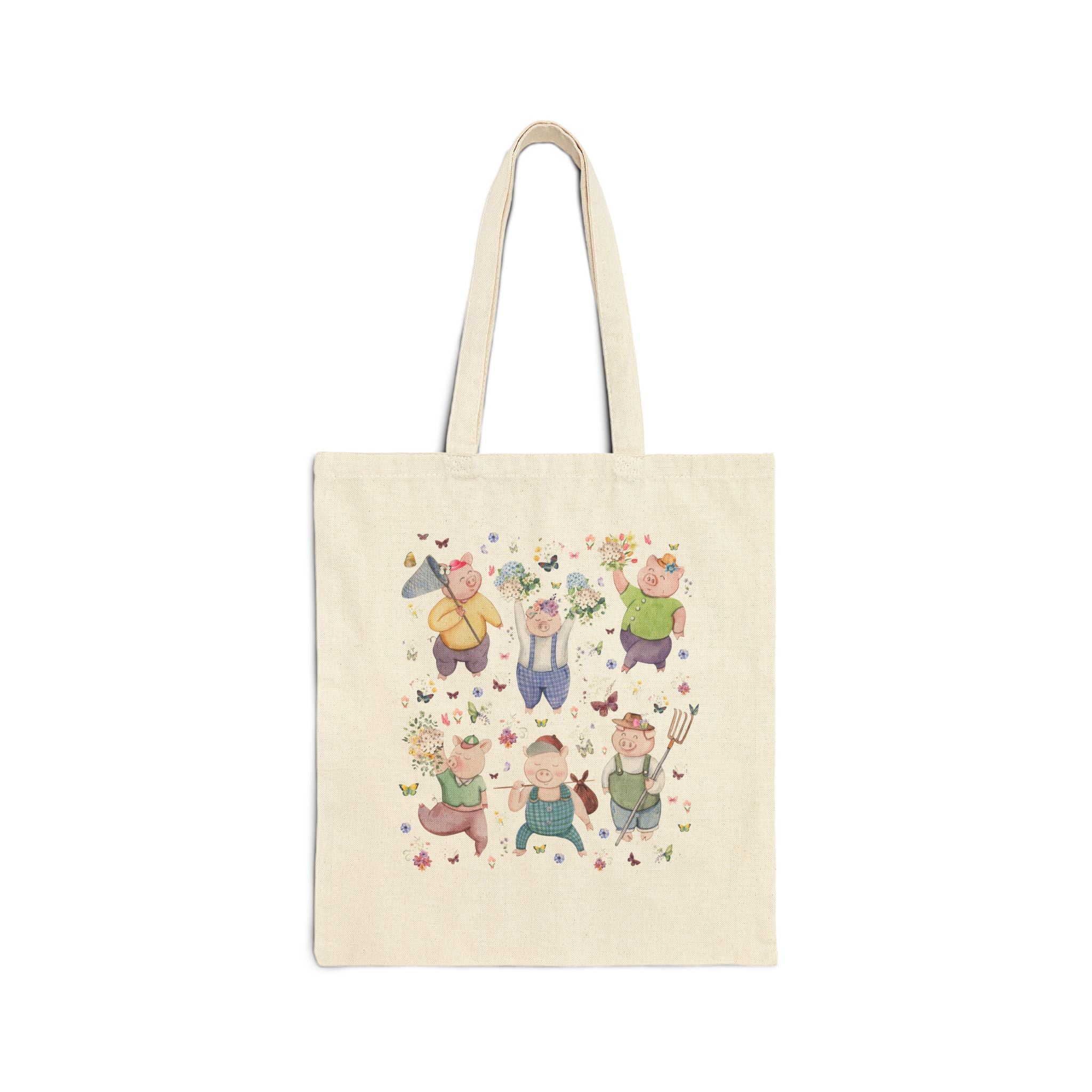 Funny Cottagecore Pig Tote Bag - Opal and June
