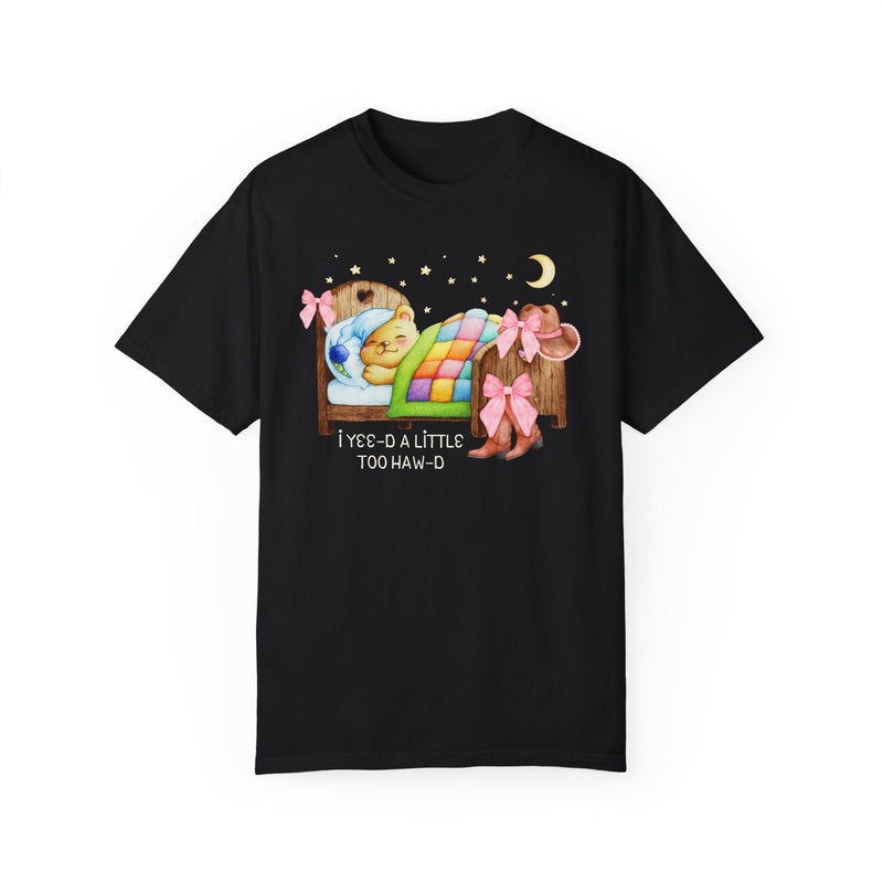Funny Cottagecore Sleeping Bear Tee Shirt with Stars: Nineties Throwback Shirt for Animal Lover, Groovy Western Aesthetic Tee, Coquette Bows - Opal and June