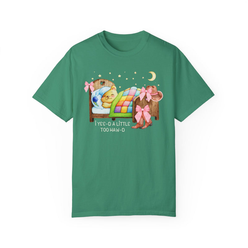 Funny Cottagecore Sleeping Bear Tee Shirt with Stars: Nineties Throwback Shirt for Animal Lover, Groovy Western Aesthetic Tee, Coquette Bows - Opal and June