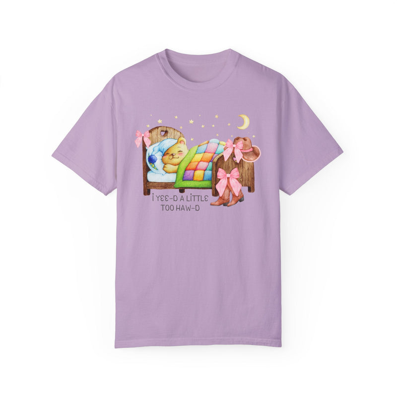 Funny Cottagecore Sleeping Bear Tee Shirt with Stars: Nineties Throwback Shirt for Animal Lover, Groovy Western Aesthetic Tee, Coquette Bows - Opal and June