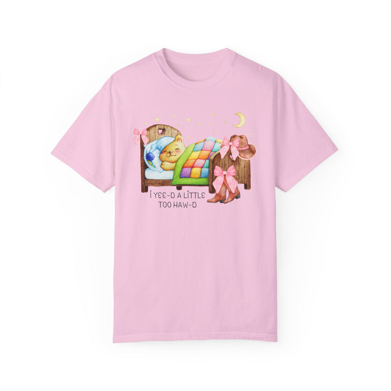 Funny Cottagecore Sleeping Bear Tee Shirt with Stars: Nineties Throwback Shirt for Animal Lover, Groovy Western Aesthetic Tee, Coquette Bows - Opal and June