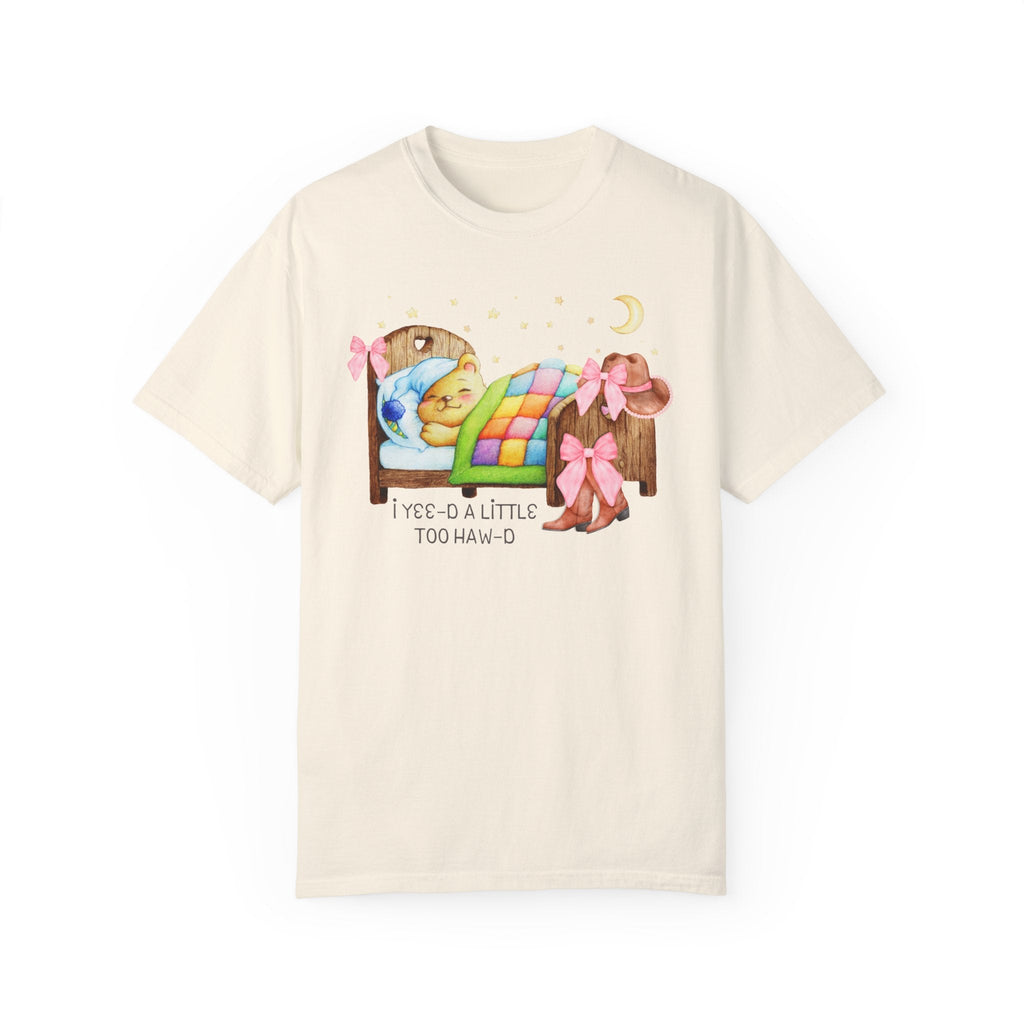 Funny Cottagecore Sleeping Bear Tee Shirt with Stars: Nineties Throwback Shirt for Animal Lover, Groovy Western Aesthetic Tee, Coquette Bows - Opal and June