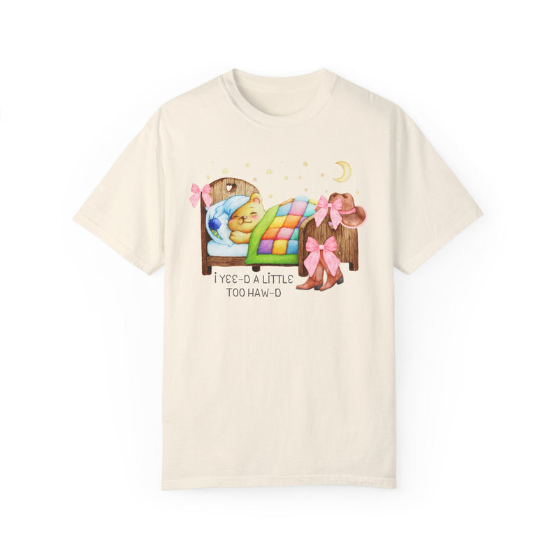 Funny Cottagecore Sleeping Bear Tee Shirt with Stars: Nineties Throwback Shirt for Animal Lover, Groovy Western Aesthetic Tee, Coquette Bows - Opal and June