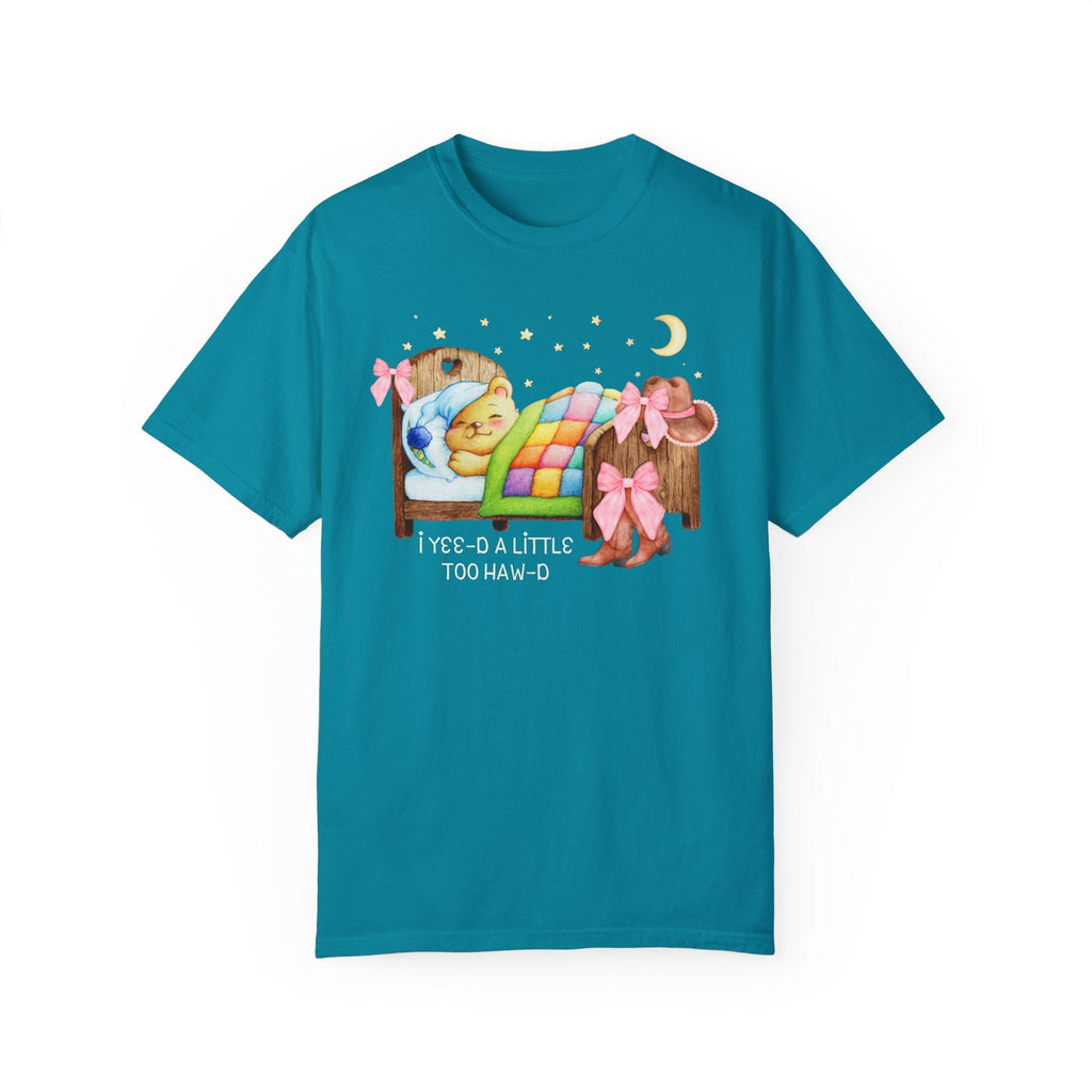 Funny Cottagecore Sleeping Bear Tee Shirt with Stars: Nineties Throwback Shirt for Animal Lover, Groovy Western Aesthetic Tee, Coquette Bows - Opal and June