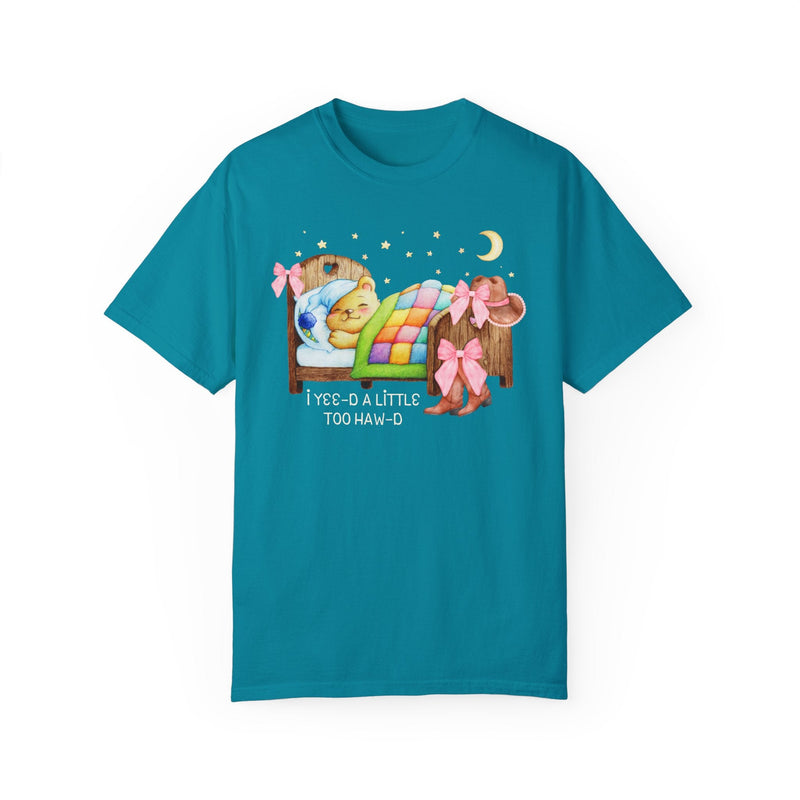 Funny Cottagecore Sleeping Bear Tee Shirt with Stars: Nineties Throwback Shirt for Animal Lover, Groovy Western Aesthetic Tee, Coquette Bows - Opal and June