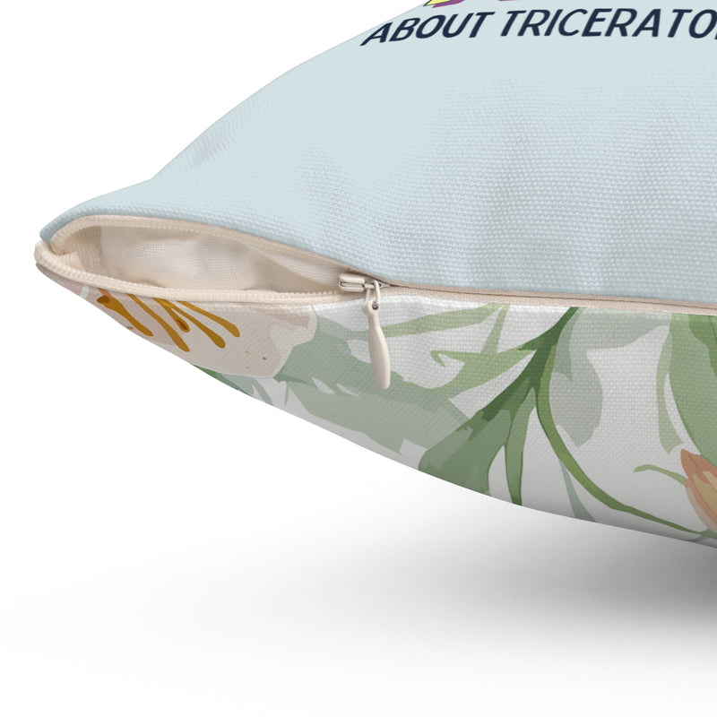 Funny Dinosaur Pillow with Flowers: Wild About Triceratops, Silly Floral Cottagecore Decor, Dinosaur Lover Pillow, Science Teacher Gift - Opal and June