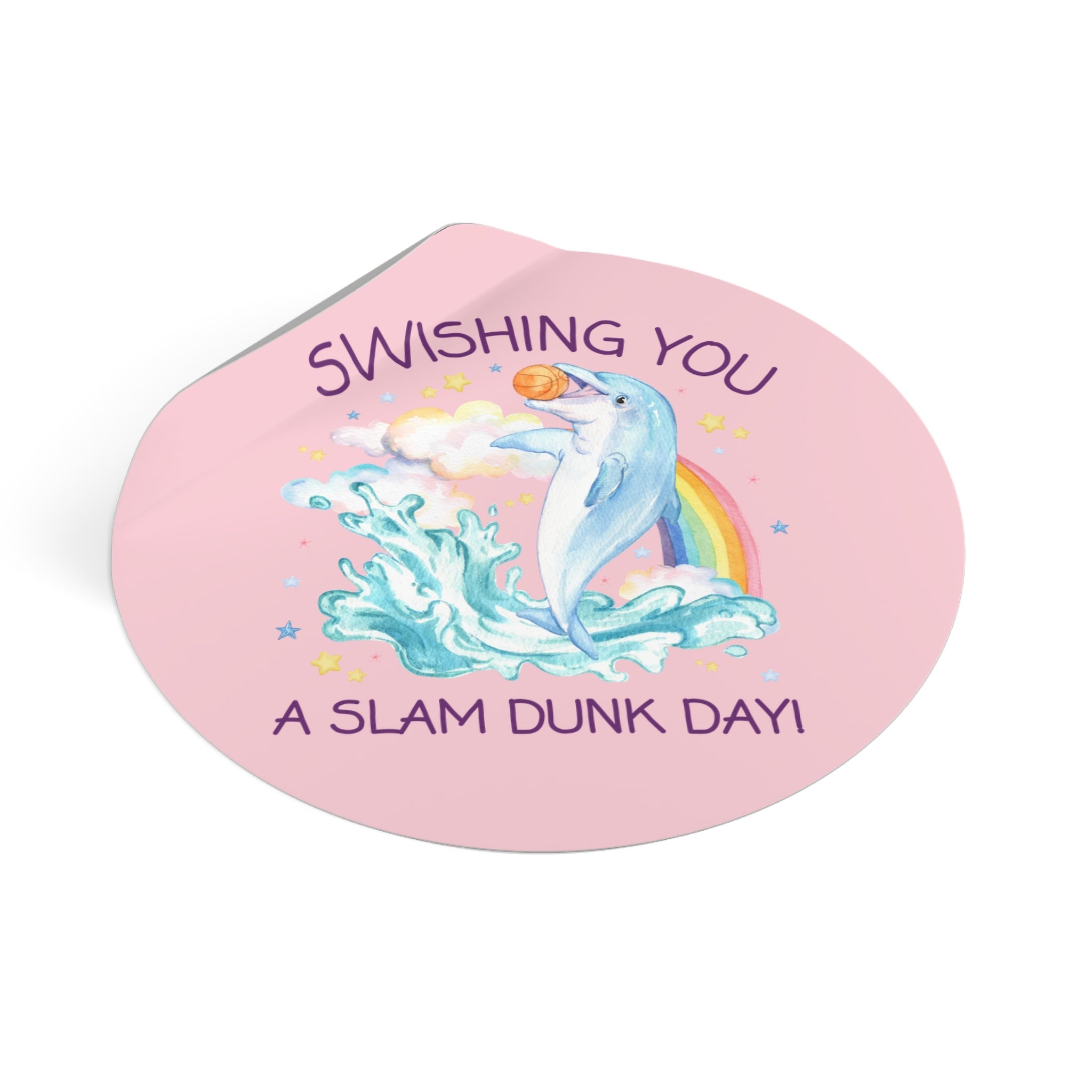 Funny Dolphin Lover Sticker for Friend Who Loves Basketball: Cute 90s Aesthetic Animal Lover Gift, Positive Affirmation, Dreamcore Weirdcore - Opal and June