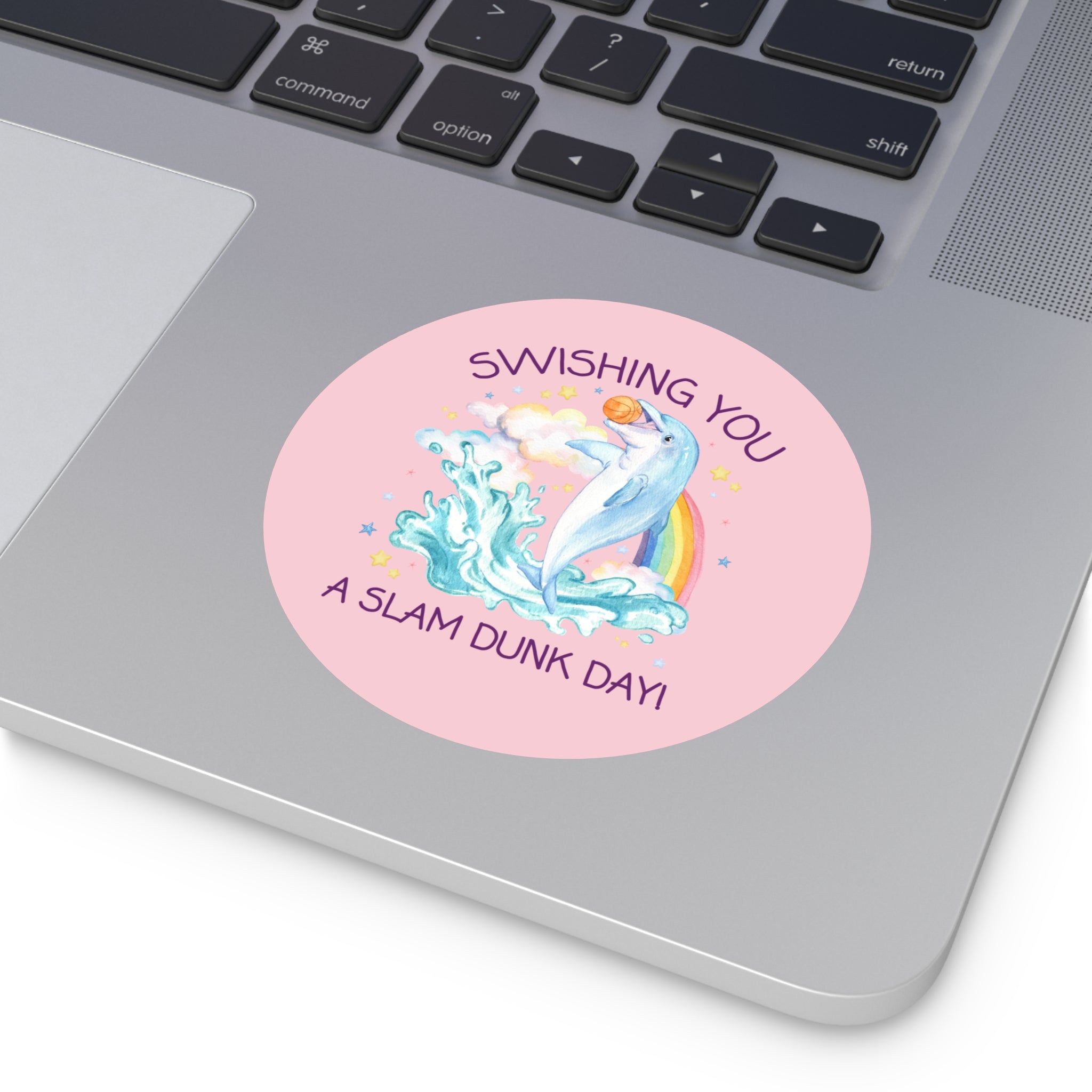 Funny Dolphin Lover Sticker for Friend Who Loves Basketball: Cute 90s Aesthetic Animal Lover Gift, Positive Affirmation, Dreamcore Weirdcore - Opal and June