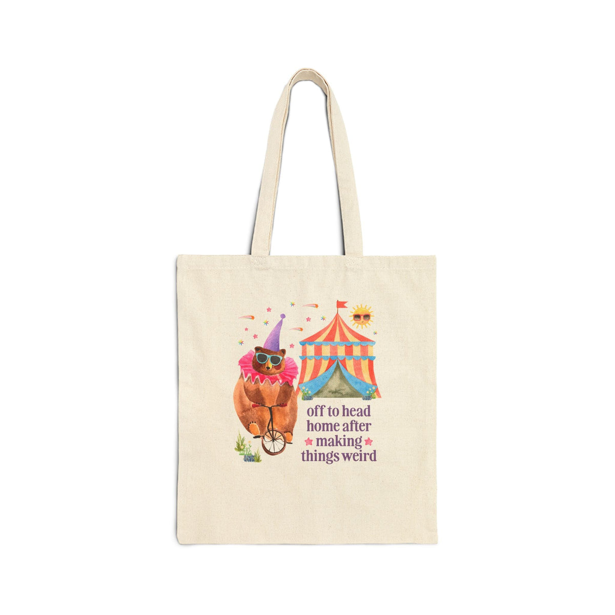 Funny Dreamcore Anxious Introvert Tote Bag with Bear for Friend with ADHD or Social Anxiety: Off to Head Home After Making Things Weird - Opal and June