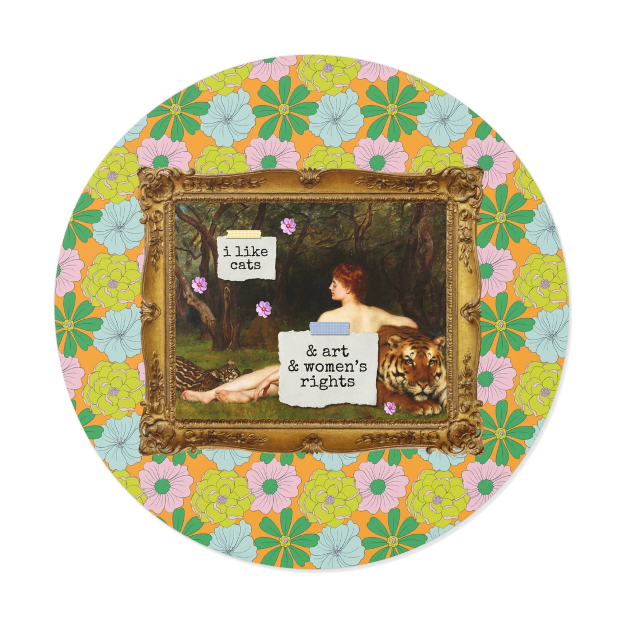 Funny Feminist Sticker for Cat Mom or Cat Dad Who Loves Art History and Women's Rights, Equal Rights Famous Painting Sticker for Artist - Opal and June