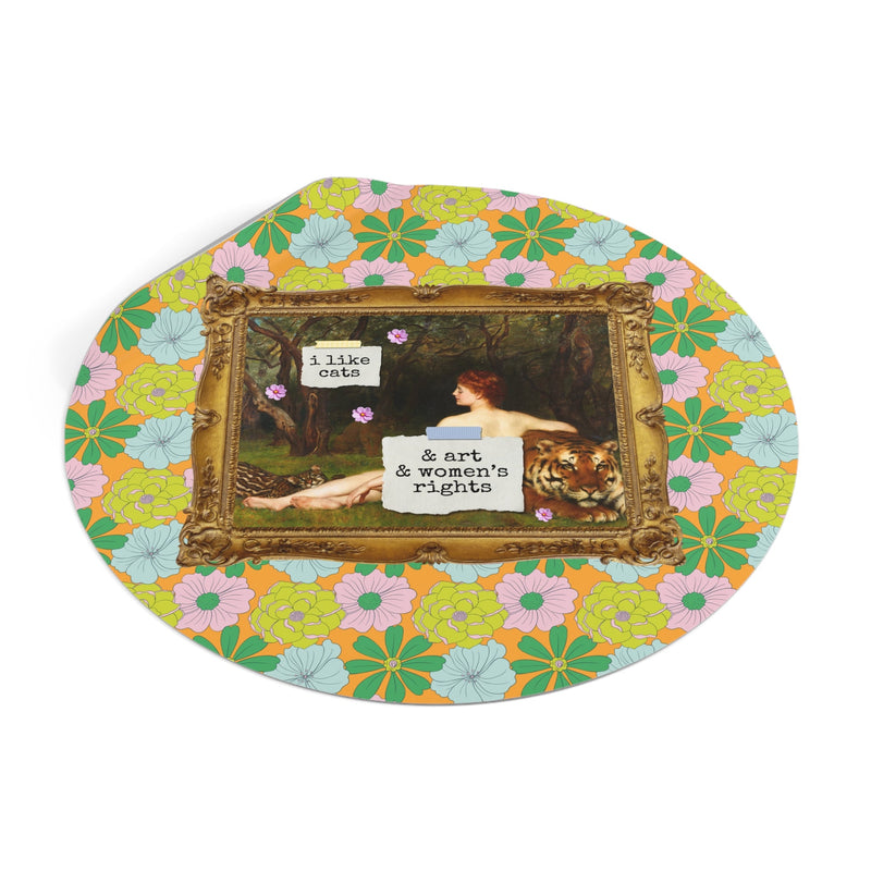 Funny Feminist Sticker for Cat Mom or Cat Dad Who Loves Art History and Women's Rights, Equal Rights Famous Painting Sticker for Artist - Opal and June