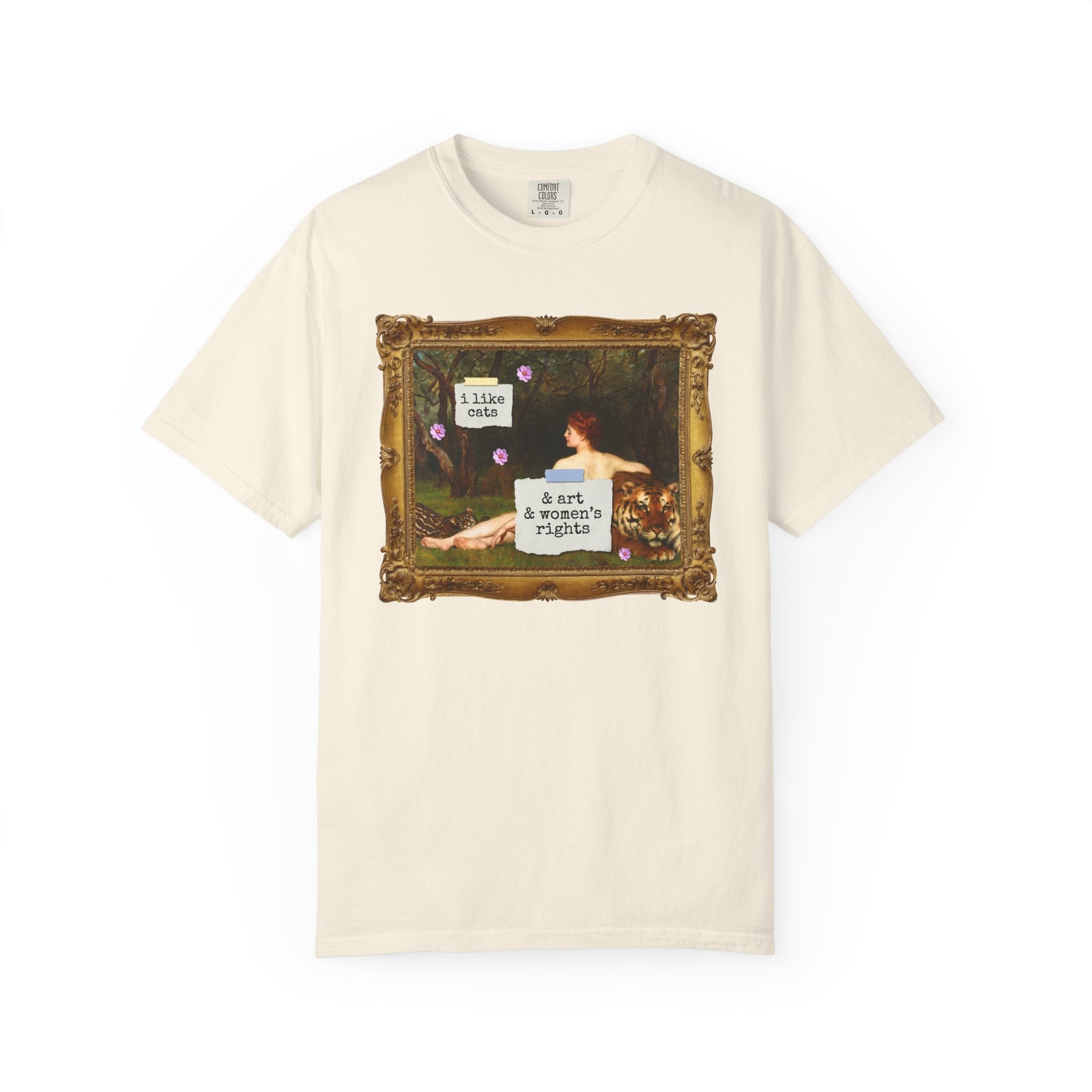 Funny Feminist Tee Shirt for Cat Mom or Cat Dad Who Loves Art History and Women's Rights, Equal Rights Famous Painting T-Shirt for Artist - Opal and June