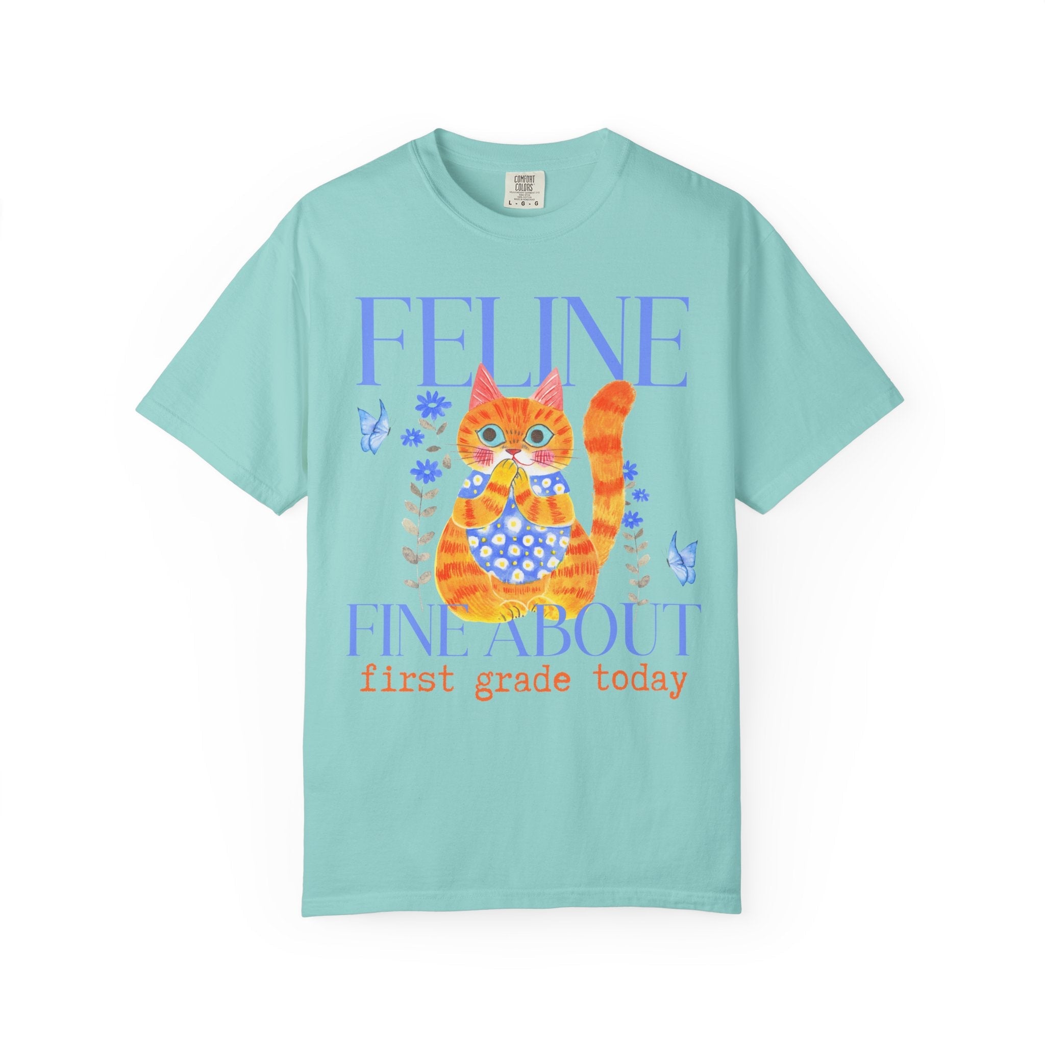 Funny First Grade Teacher Tee Shirt for Teacher Who Loves Cats, Cute First Grade Crew or 1st Grade Team Tee for Back to School, Animal Lover - Opal and June