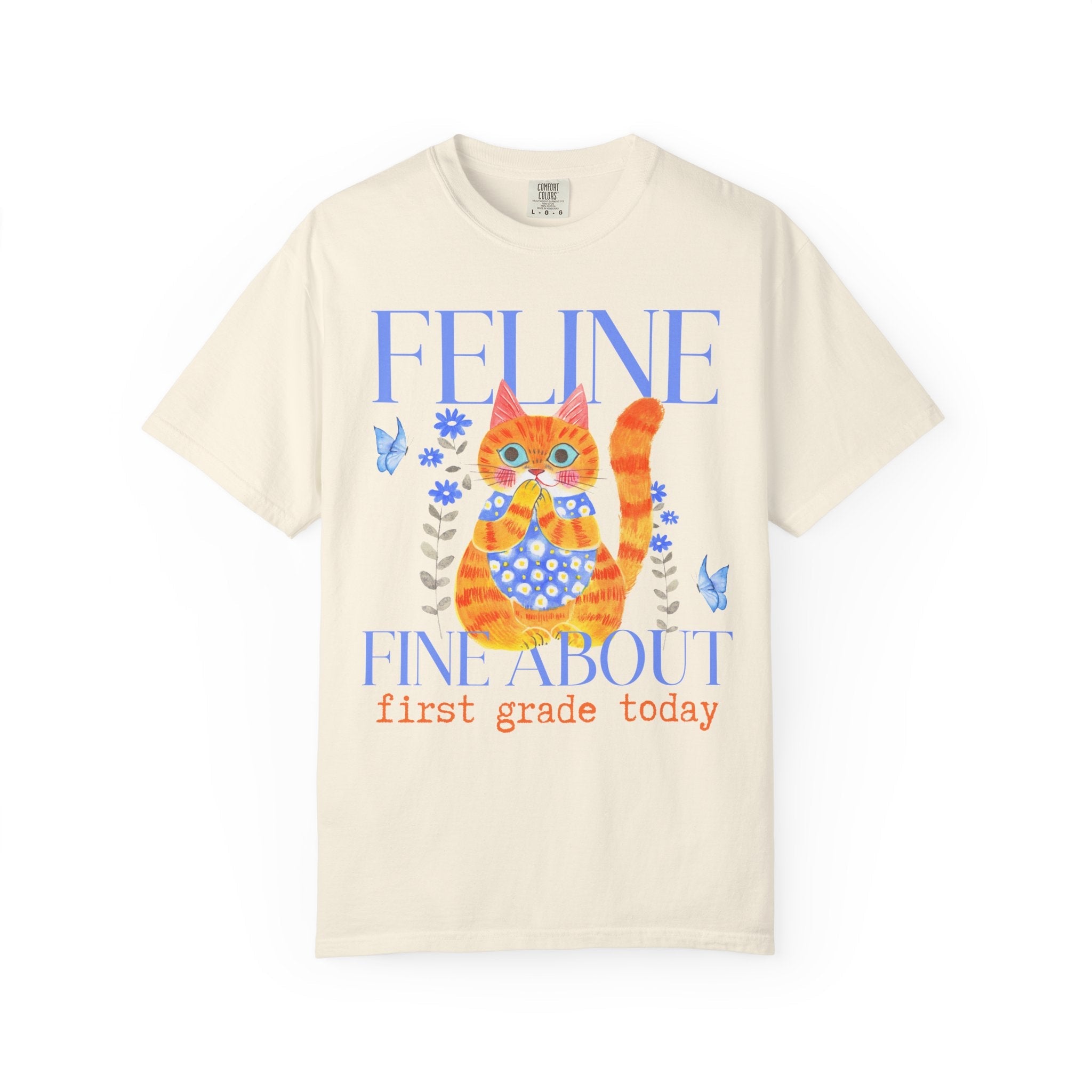 Funny First Grade Teacher Tee Shirt for Teacher Who Loves Cats, Cute First Grade Crew or 1st Grade Team Tee for Back to School, Animal Lover - Opal and June