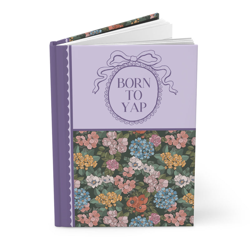 Funny Floral Notebook for Friend, Daughter Who Loves to Write, Silly Born to Yap Journal with Flowers and Cut Coquette Bows, Gift for Sister - Opal and June