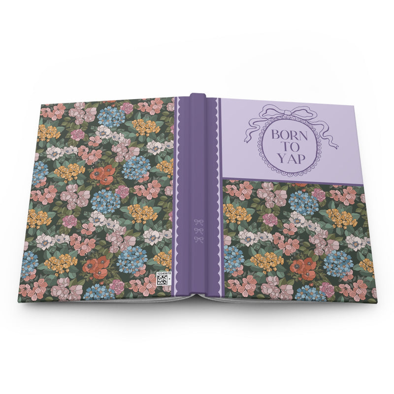 Funny Floral Notebook for Friend, Daughter Who Loves to Write, Silly Born to Yap Journal with Flowers and Cut Coquette Bows, Gift for Sister - Opal and June