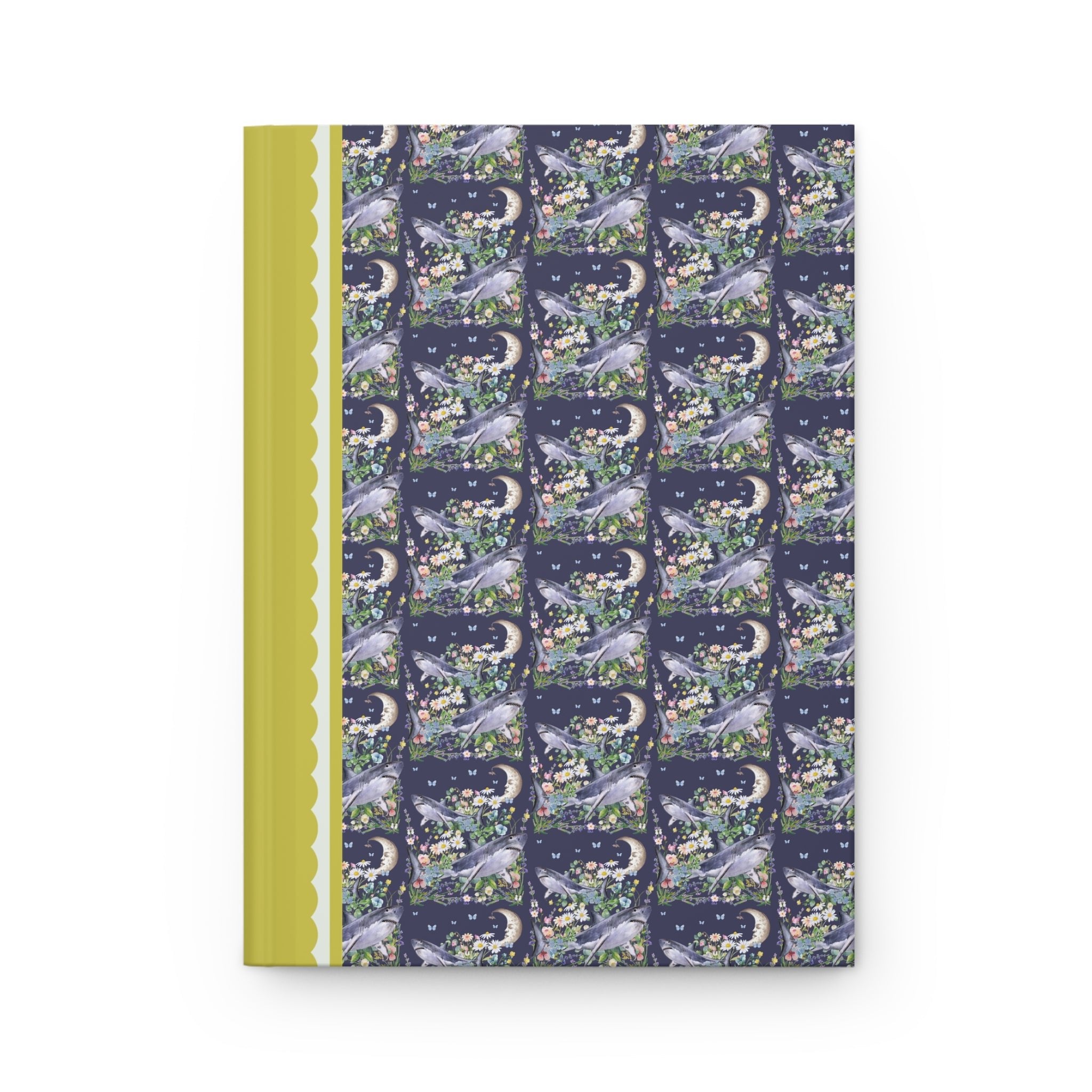 Funny Floral Shark Notebook with Moon and Flowers: Vintage Aesthetic Maximalist Journal with Lined Pages for Friend Who Loves Sharks - Opal and June