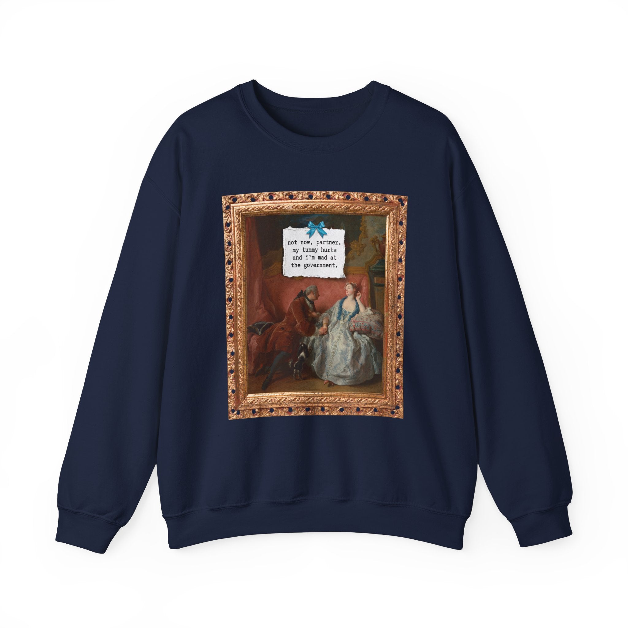 Funny French Art History Sweatshirt for Humanities Major Who's Mad at the Government, Cute Feminist Shirt with Bow, Jean François de Troy - Opal and June
