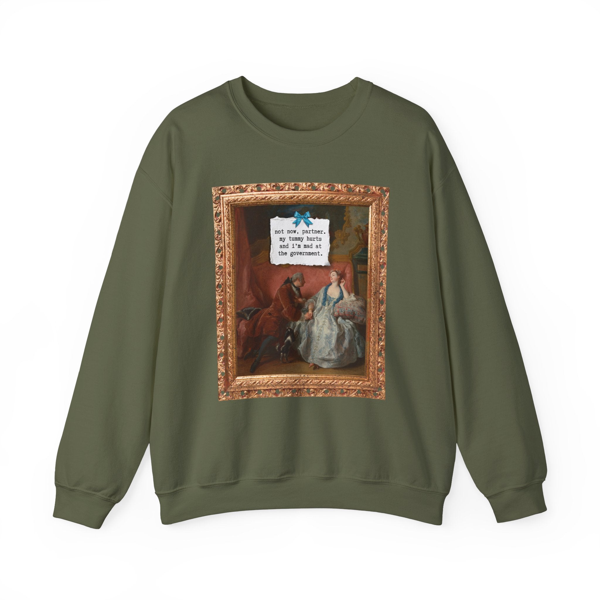 Funny French Art History Sweatshirt for Humanities Major Who's Mad at the Government, Cute Feminist Shirt with Bow, Jean François de Troy - Opal and June