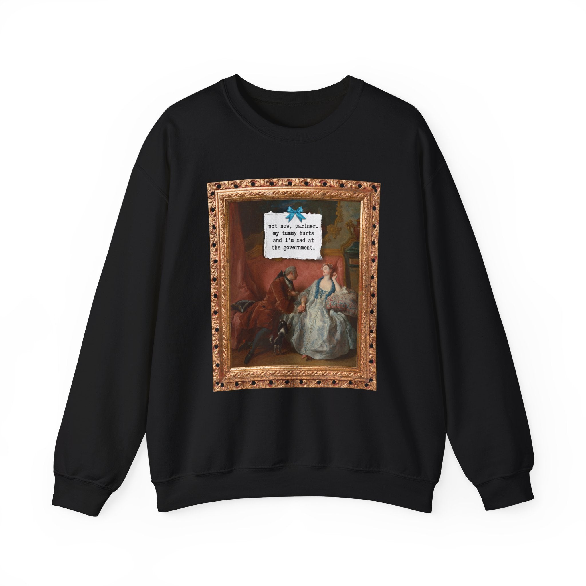 Funny French Art History Sweatshirt for Humanities Major Who's Mad at the Government, Cute Feminist Shirt with Bow, Jean François de Troy - Opal and June